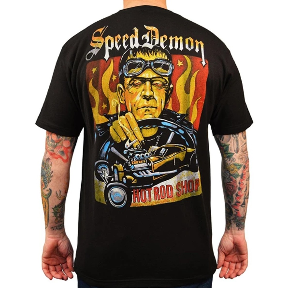 Men's Psychobilly Speed Demon Frankenstein T-shirt S-M-L-XL-2XL NWT